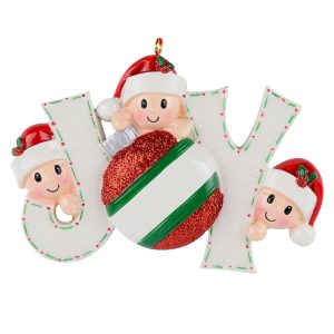Maxora JOY Family of 3 Personalized Ornament