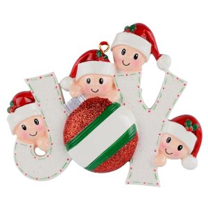 Maxora JOY Family of 4 Personalized Ornament