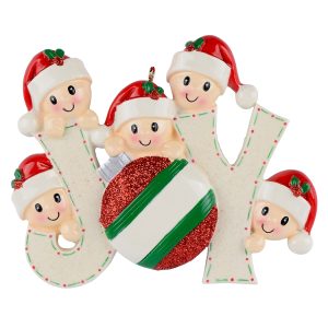 Maxora JOY Family of 5 Personalized Ornament