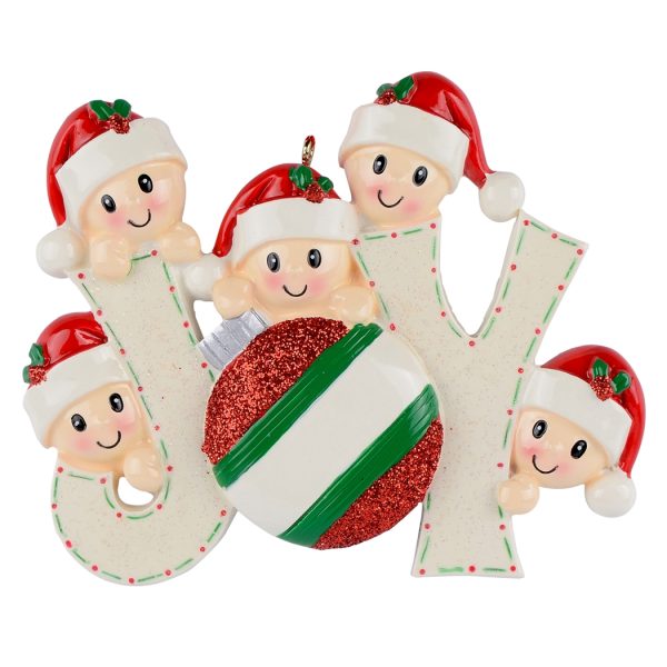 Maxora JOY Family of 5 Personalized Ornament