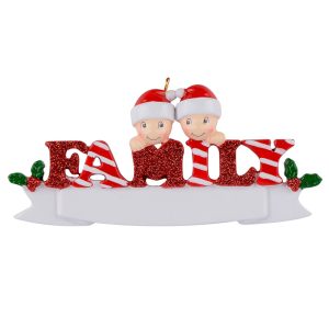 Maxora Personalized Sparkle Family Ornament of 2