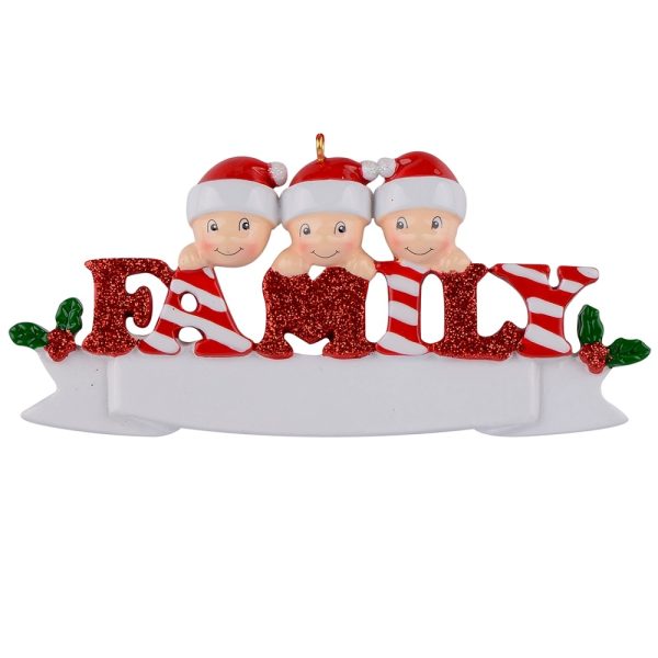 Maxora Personalized Sparkle Family Ornament of 3