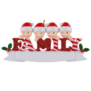 Maxora Personalized Sparkle Family Ornament of 4
