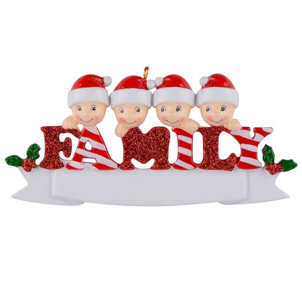 Maxora Personalized Sparkle Family Ornament of 4