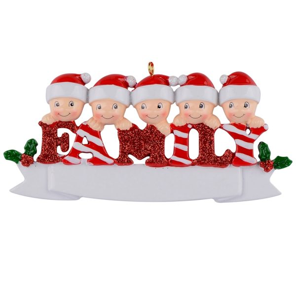 Maxora Personalized Sparkle Family Ornament of 5