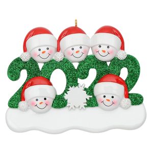 Maxora Personalized Ornament 2021 Family of 5