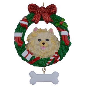 Maxora Personalized Ornament Pomeranian Wreath