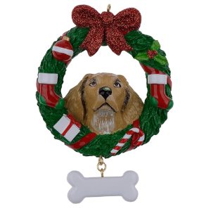 Maxora Personalized Ornament Yellow Labrador Retriever Wreath