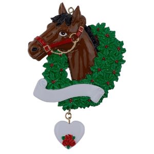 Maxora Personalized Horse with Wreath Ornament