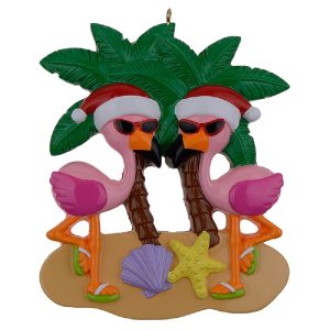 Maxora Personalized Beach Flamingo Couple Ornament