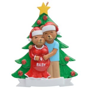 Maxora Pregenant Bear Couple Personalized Ornament