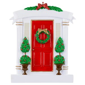 Maxora Personalized Red Door Holiday House Ornament