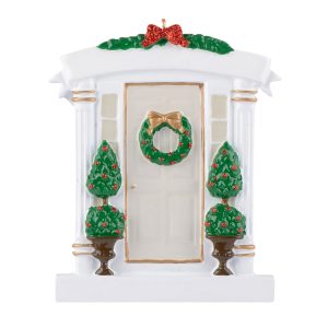 Maxora Personalized Light Grey Door Holiday House Ornament