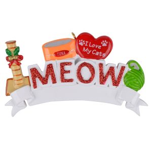 Maxora Personalized Ornament MEOW with I love my Cats