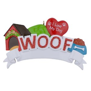 Maxora Personalized Ornament WOOF with I love my dog