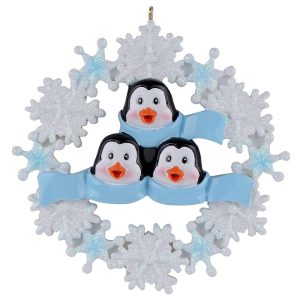 Maxora Personalized Penguin with Snowflake Ornament of 3