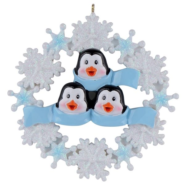 Maxora Personalized Penguin with Snowflake Ornament of 3