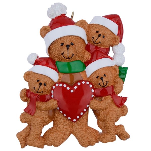 Maxora Personalized Bear Ornament without Words Family of 4
