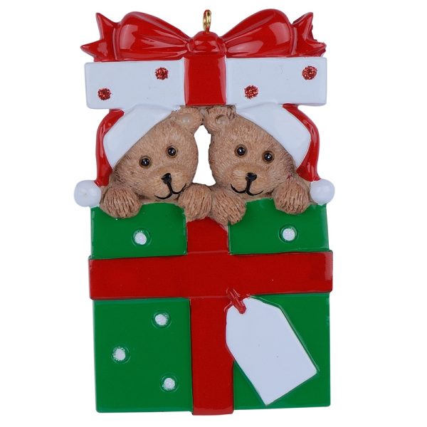 Maxora Bear Gift Box Family Personalized Ornament of 2