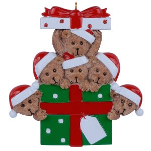 Maxora Bear Gift Family Personalized Ornament of 6