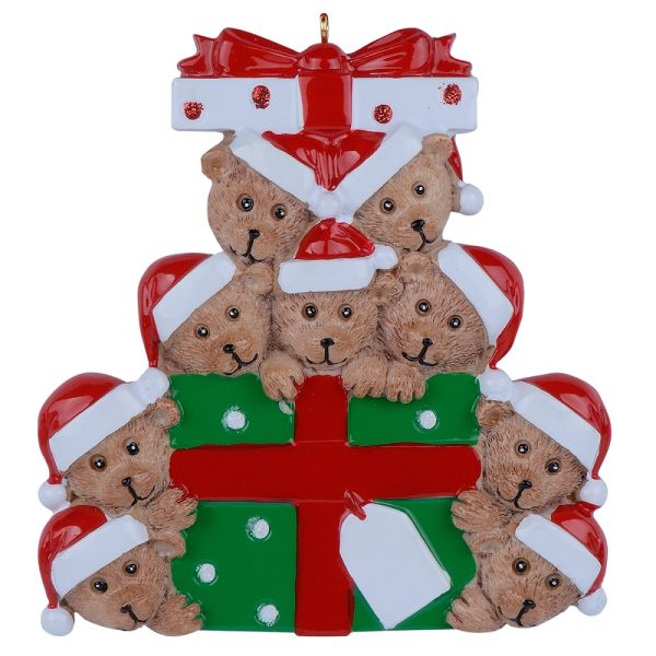 Maxora Bear Gift Family Personalized Ornament of 9