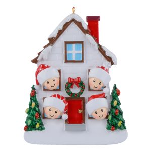 Maxora Personalized Christmas House Ornament of 4