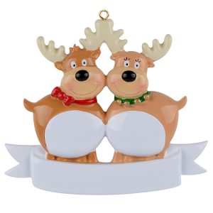 Maxora Personalized Reindeer Ornament Family of 2