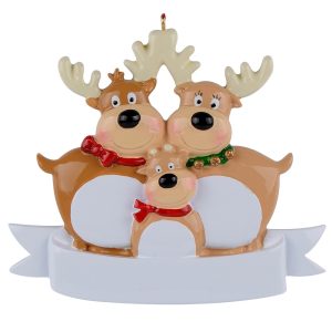 Maxora Personalized Reindeer Ornament Family of 3