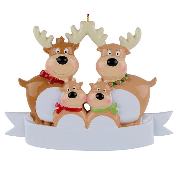 Maxora Personalized Reindeer Ornament Family of 4