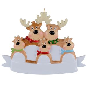Maxora Personalized Reindeer Ornament Family of 5