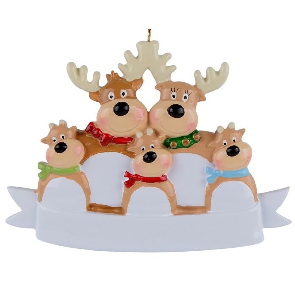 Maxora Personalized Reindeer Ornament Family of 5