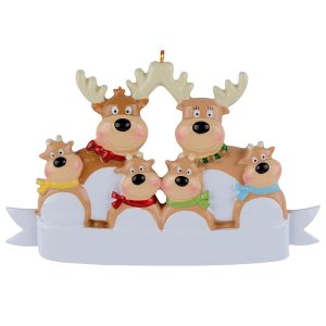 Maxora Personalized Reindeer Ornament Family of 6