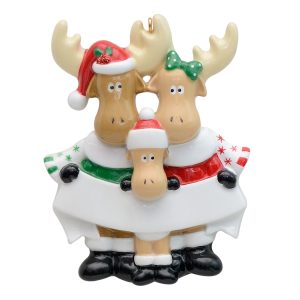 Maxora Personalized Moose family Family Ornament of 3