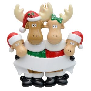 Maxora Personalized Moose family Family Ornament of 4