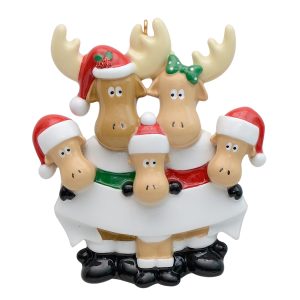 Maxora Personalized Moose family Family Ornament of 5