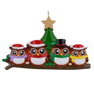 Maxora Personalized Christmas Ornament Owl Family of 4