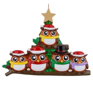 Maxora Personalized Christmas Ornament Owl Family of 5
