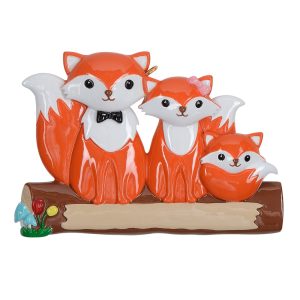 Maxora Personalized Ornament Fox Family of 3