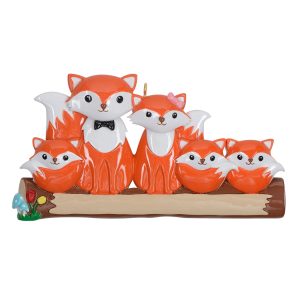 Maxora Personalized Ornament Fox Family of 5
