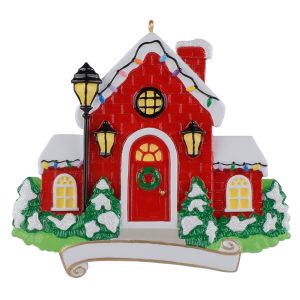 Maxora Red House Personalized Ornament