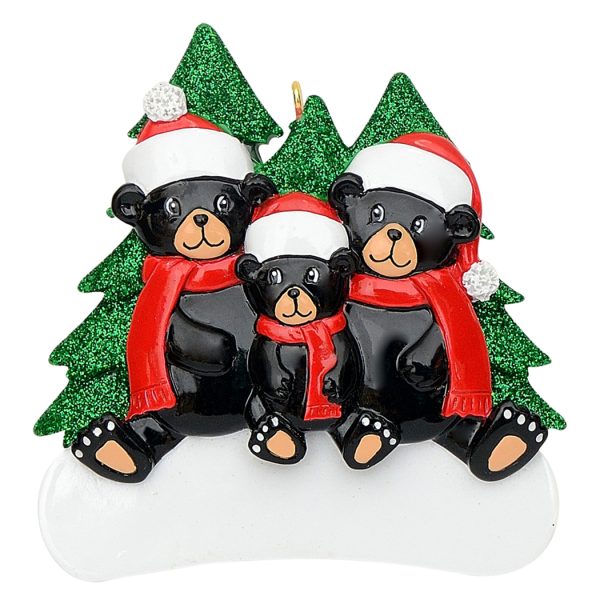 Maxora Personalized Ornament Black Bear Family of 3