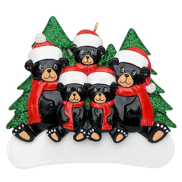 Maxora Personalized Ornament Black Bear Family of 5