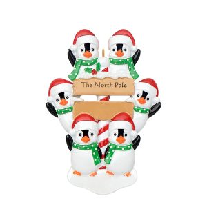 Maxora Personalized Ornament North Pole Penguin Family 6