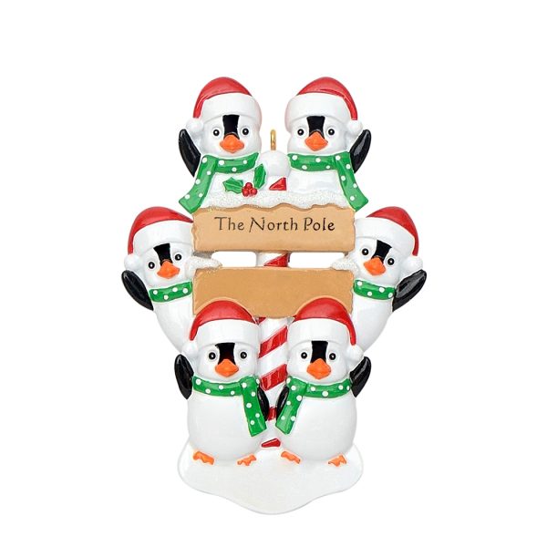 Maxora Personalized Ornament North Pole Penguin Family 6