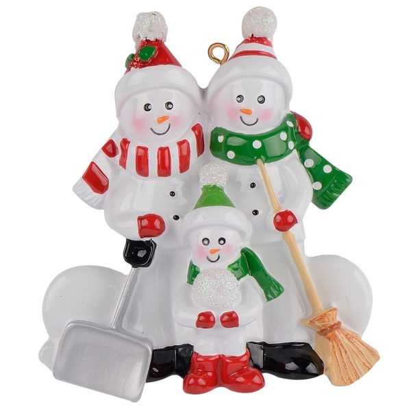 Maxora Personalized Snowman Family with Shovel of 3