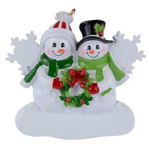 Maxora Personalized Snowman Faimly with Snowflake Ornament of 2