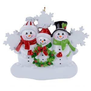 Maxora Personalized Snowman Faimly with Snowflake Ornament of 3