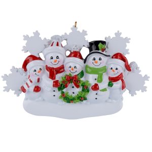 Maxora Personalized Snowman Faimly with Snowflake Ornament of 5