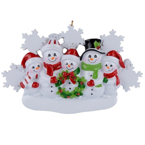 Maxora Personalized Snowman Faimly with Snowflake Ornament of 5