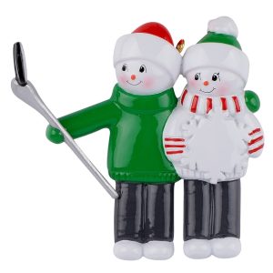 Maxora Snowman Selfie Family 2 Personalized Ornament
